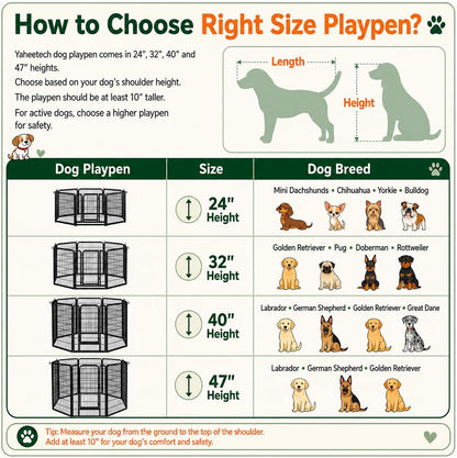 Dog Playpen 32In 16 Panels Pet Fence for Indoor Yard RV Camping