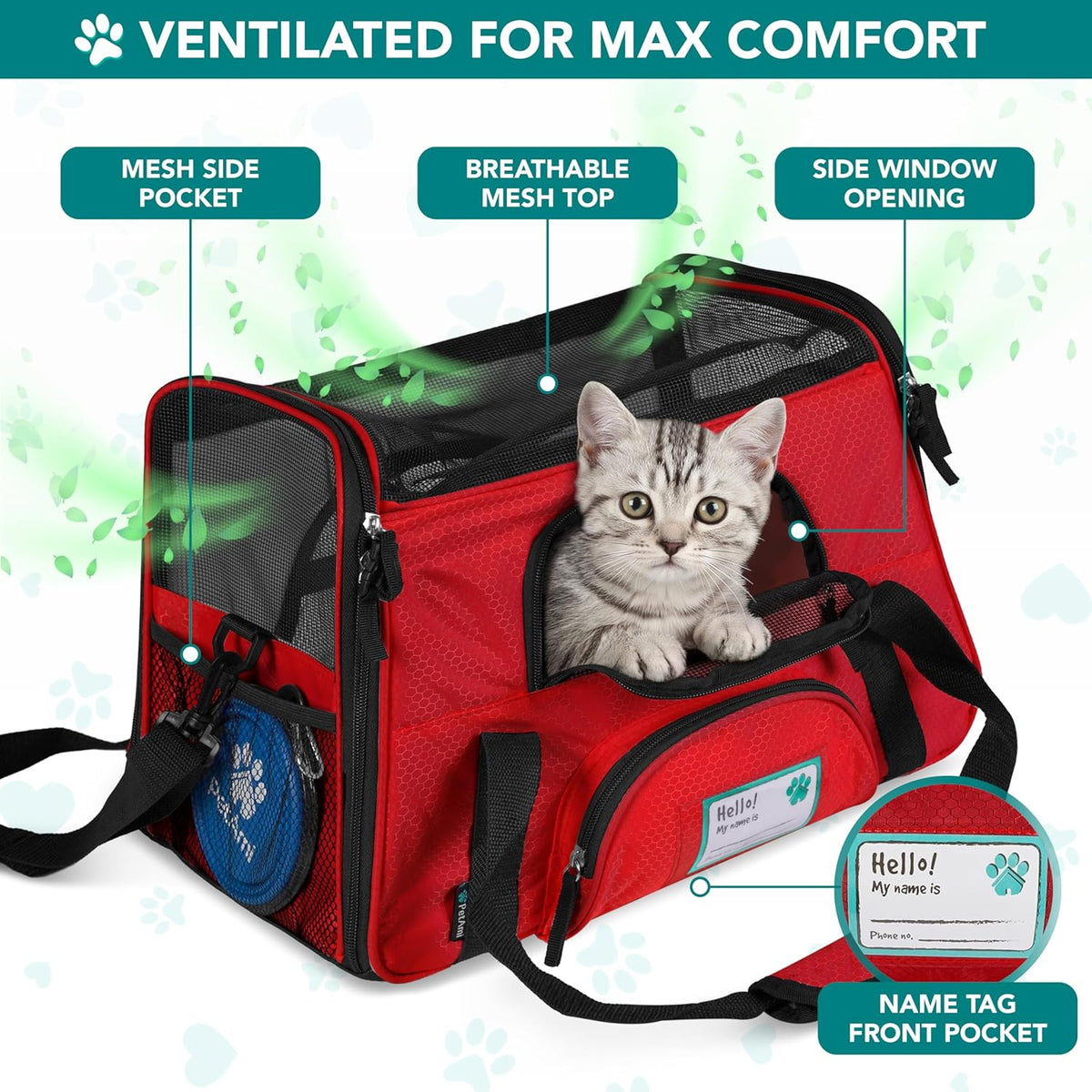 Airline Approved Pet Carrier for Cats & Small Dogs, Small, Red