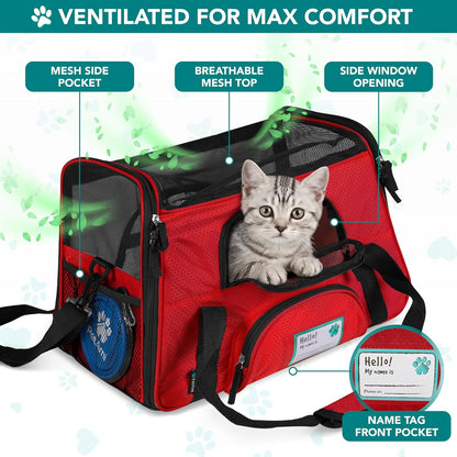 Airline Approved Pet Carrier for Cats & Small Dogs, Small, Red