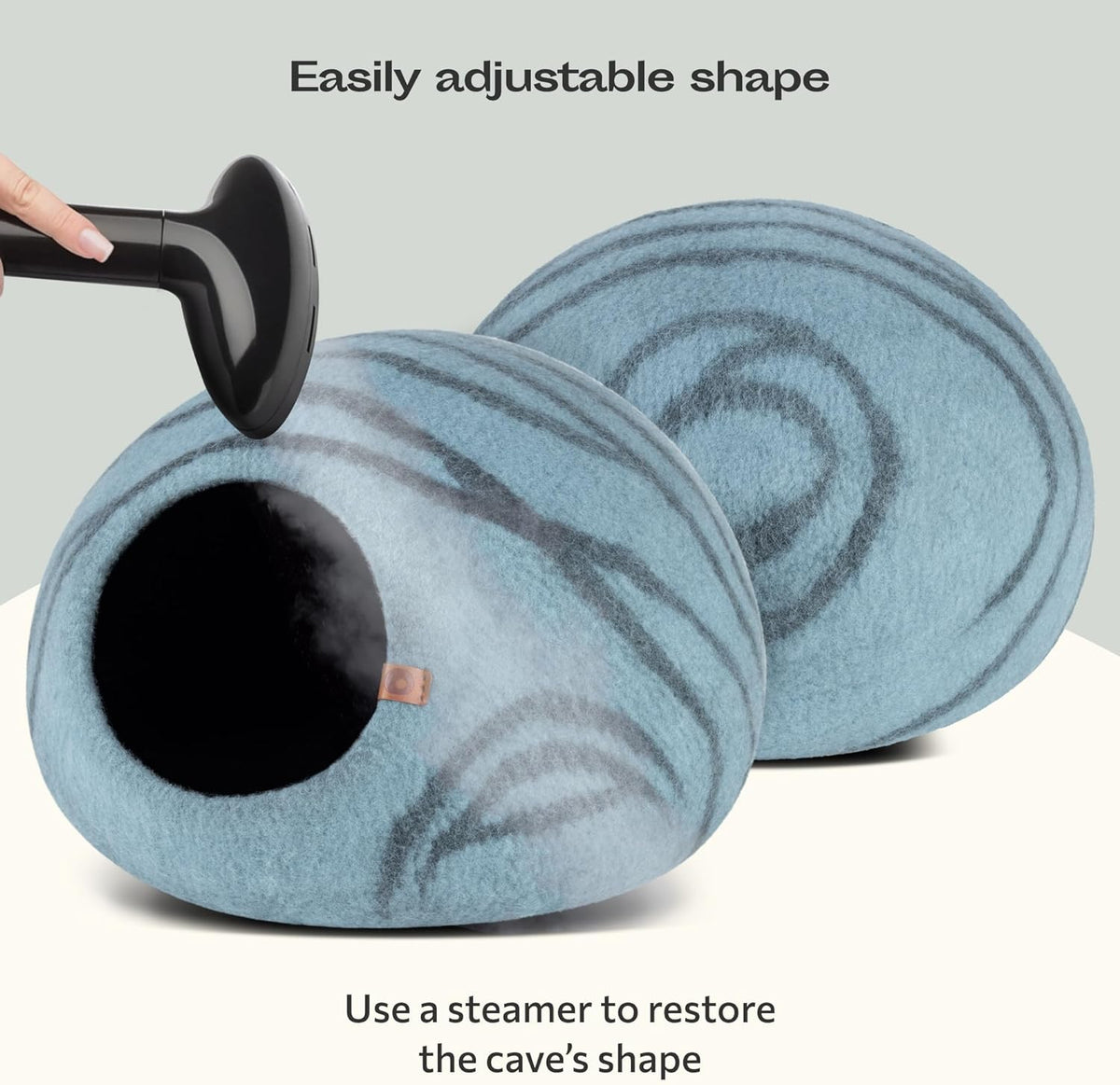 Cat Cave - Merino Wool Bed for Indoor Cats (Aquamarine, Medium)