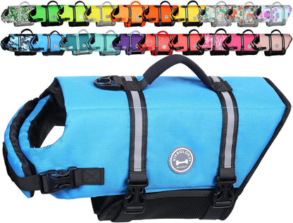 Dog Life Vest Rip Stop Dog Swim Vest, M, Blue