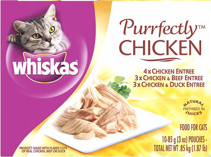 Purrfectly Chicken Wet Cat Food, Variety Pack, 10 Count, 4 Pack