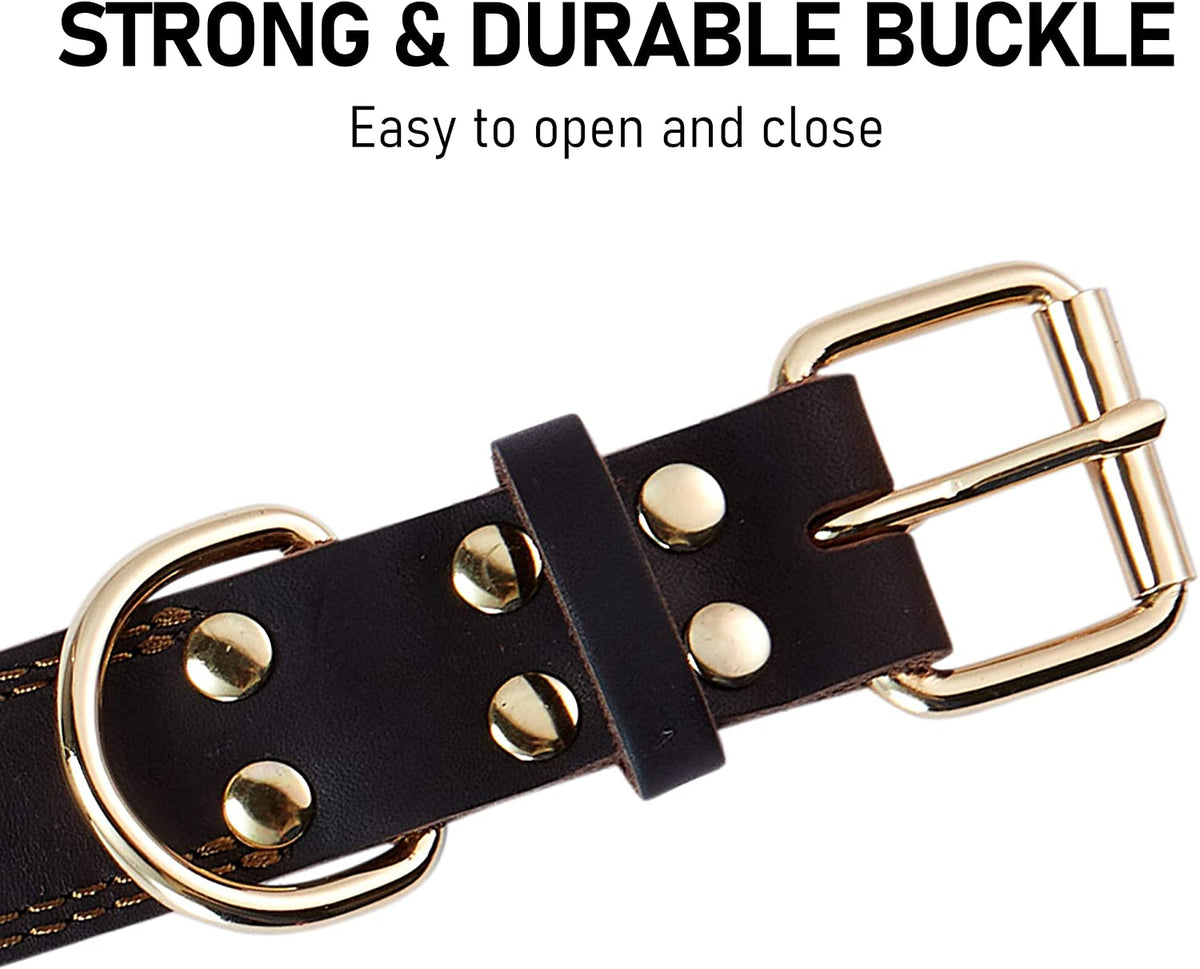 Leather Dog Collar Genuine Cute for Small Dogs(S:0.8" Wide 13.4-15.8" Neck)