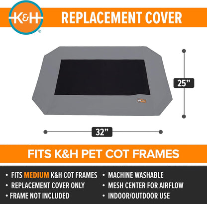 Original Pet Cot Replacement Cover (Cot Sold Separately) - Gray/Black Mesh, Medium 25 X 32 Inches