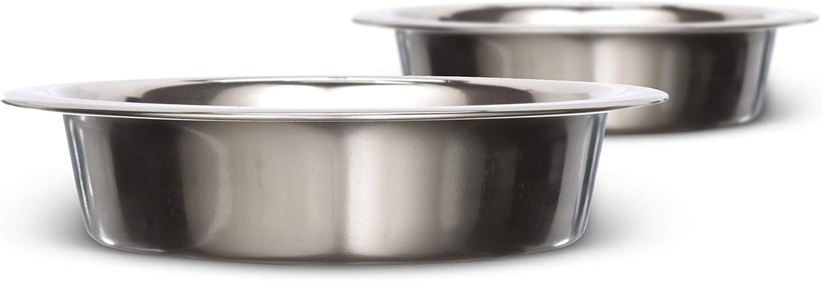 1 Cup (8 Oz.) Shallow Stainless Steel Cat Bowls, Set of 2 Neater Feeder Replacement Bowls (Express & Deluxe), Metal Cat Dishes for Food and Water, Whisker Friendly, Dishwasher Safe