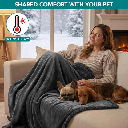 Waterproof Dog Blanket for Large Dog Pet, 90X90 Queen, Dark Grey