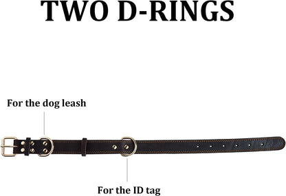 Leather Dog Collar Genuine Cute for Small Dogs(S:0.8" Wide 13.4-15.8" Neck)