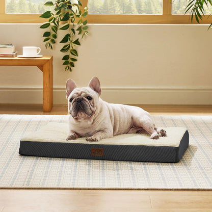 Washable Dog Bed Medium Size Dog with Comfy Sherpa, 30X20In Grey
