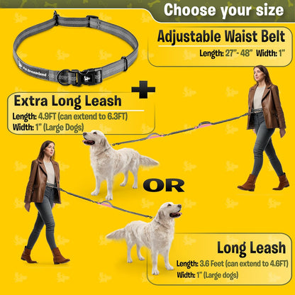 Exquisite Handsfree Dog Leash for Large Dogs. Ultimate Comfort & Freedom for Walking and Hiking. Premium Quality, Durable & Versatile Waist Belt. Your Dog Will Love This Running Leash.