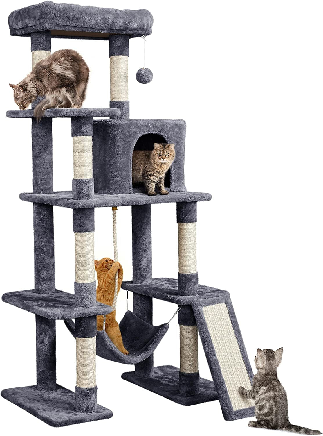 63In Sturdy Large Cat Tree for Indoor Heavy Cats, Tall Tower