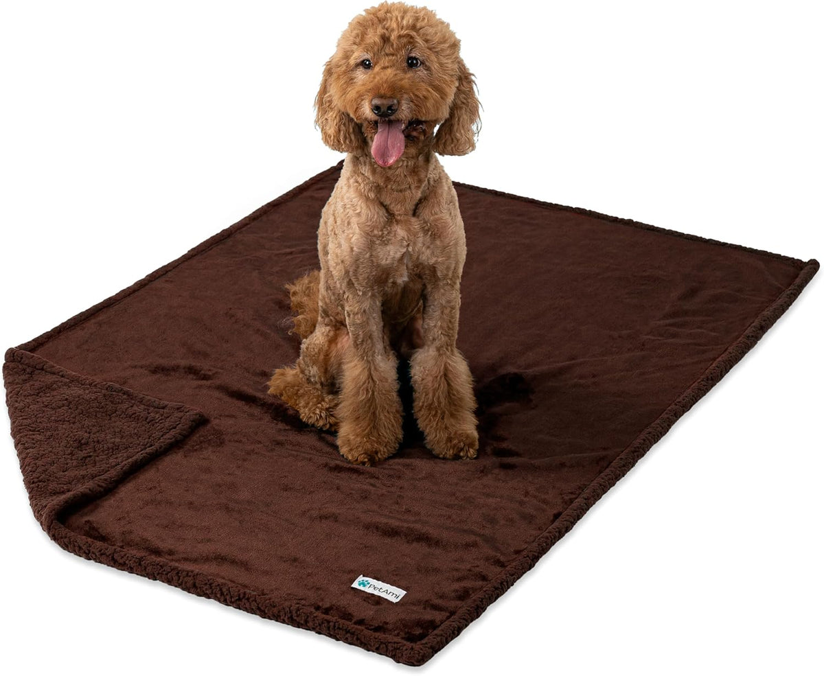 Waterproof Dog Blanket for Large Dog Cat Pet, 60X80, Brown Sherpa