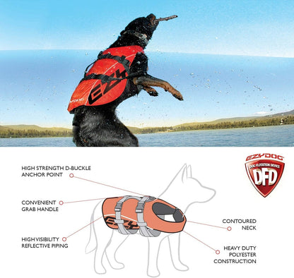 DFD Dog Life Jacket, Dog Life Vest for Swimming - Small, Red