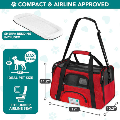 Airline Approved Pet Carrier for Cats & Small Dogs, Small, Red