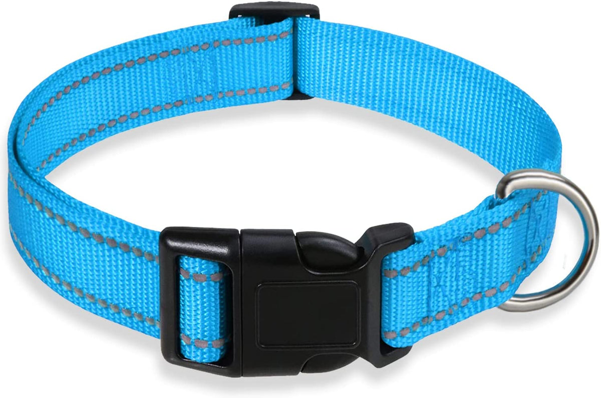 Reflective Dog Collar, Puppy Collar with Buckle Adjustable, Blue XL