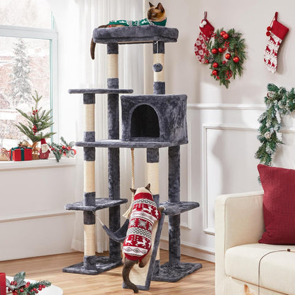 63In Sturdy Large Cat Tree for Indoor Heavy Cats, Tall Tower