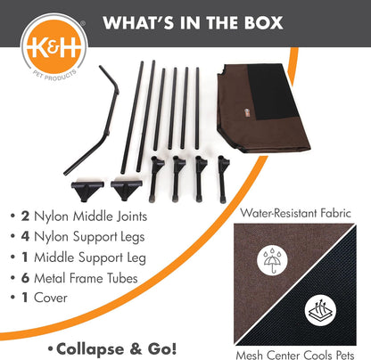 K&H Outdoor Elevated Dog Bed for Large & X-Large Pets, Chocolate, 50X32In