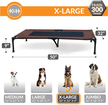 K&H Outdoor Elevated Dog Bed for Large & X-Large Pets, Chocolate, 50X32In