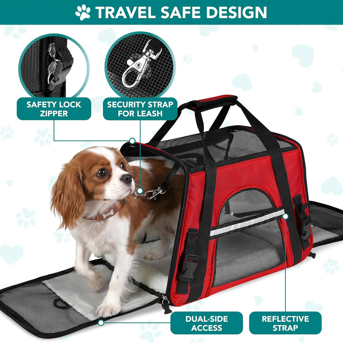 Airline Approved Pet Carrier for Cats & Small Dogs, Small, Red