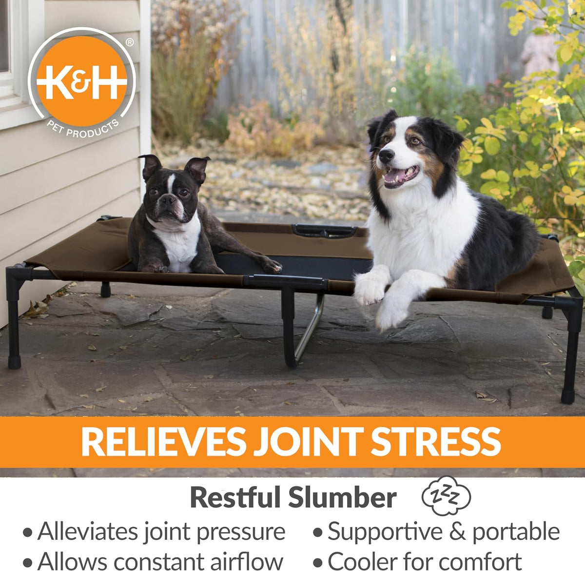 K&H Outdoor Elevated Dog Bed for Large & X-Large Pets, Chocolate, 50X32In