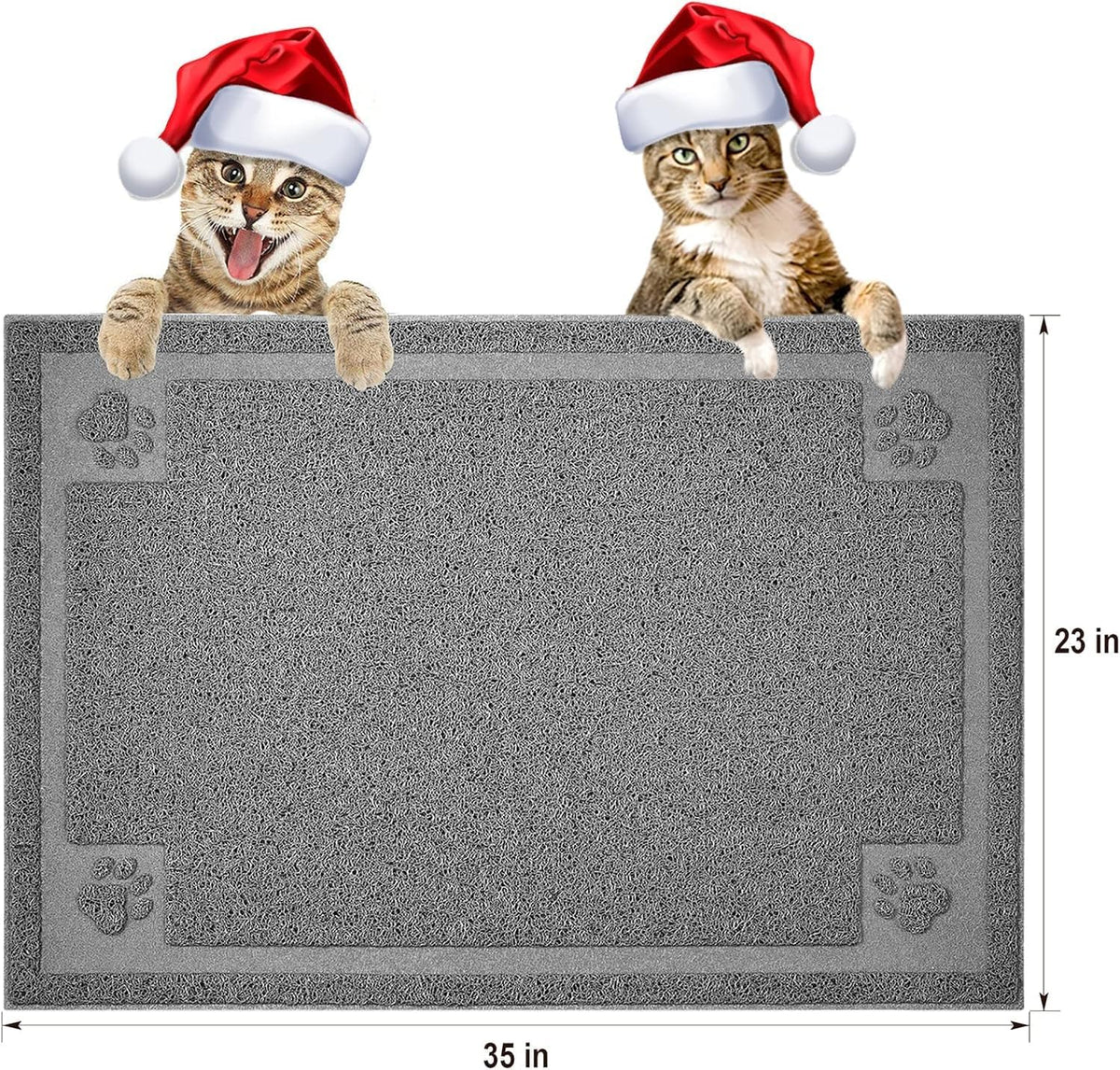 Large Cat Litter Mat Trapper 35"×23", Waterproof, Non-Slip, Gray