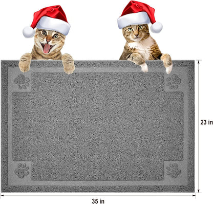 Large Cat Litter Mat Trapper 35"×23", Waterproof, Non-Slip, Gray