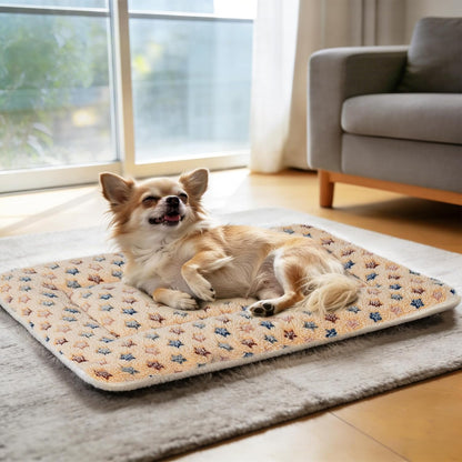 Dog Crate Pad Bed Ultra Soft Pet Mat Star Print Brown 23 X18 Inch