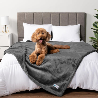 Waterproof Dog Blanket for Large Dog Pet, 90X90 Queen, Dark Grey