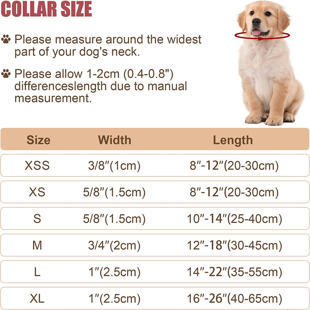 Reflective Dog Collar, Puppy Collar with Buckle Adjustable, Black S