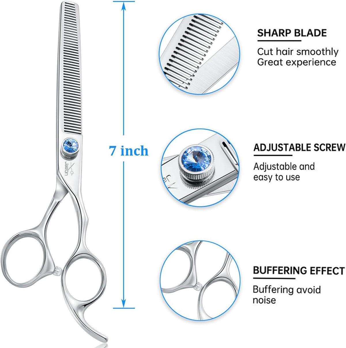 Dog Grooming Thinning Scissors - 7" Trimming Blending Shears 50 Teeth