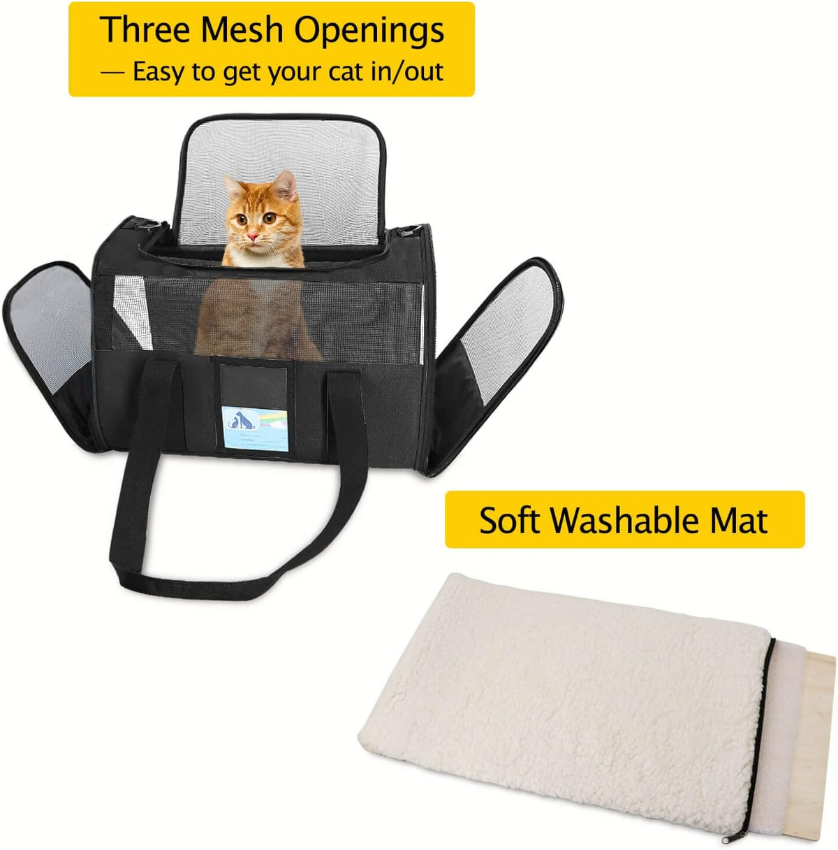 Pet Carrier Airline Approved, Cat Carriers for Medium Cats Small Cats, Soft Dog Carriers for Small Dogs, TSA Approved Pet Carrier for Cat Dog of 15 Lbs, Puppy Carrier,Black