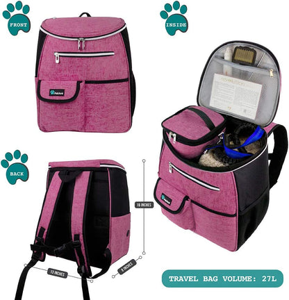 Dog Travel Backpack 27L Airline Approved Pet Supplies Bag, Pink