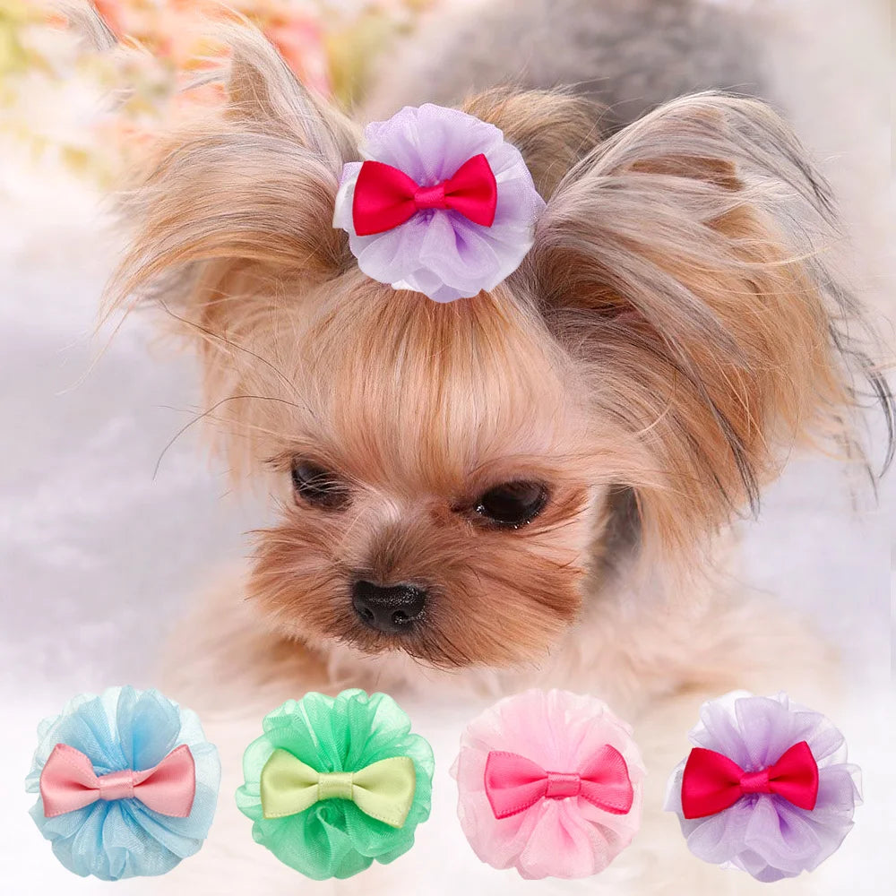 Pet Small Dogs Cat Faux Pearl Crown Shape Bows Hair Clips Head Decoration for Pets Puppy Hairpins Decor Grooming Accessoires