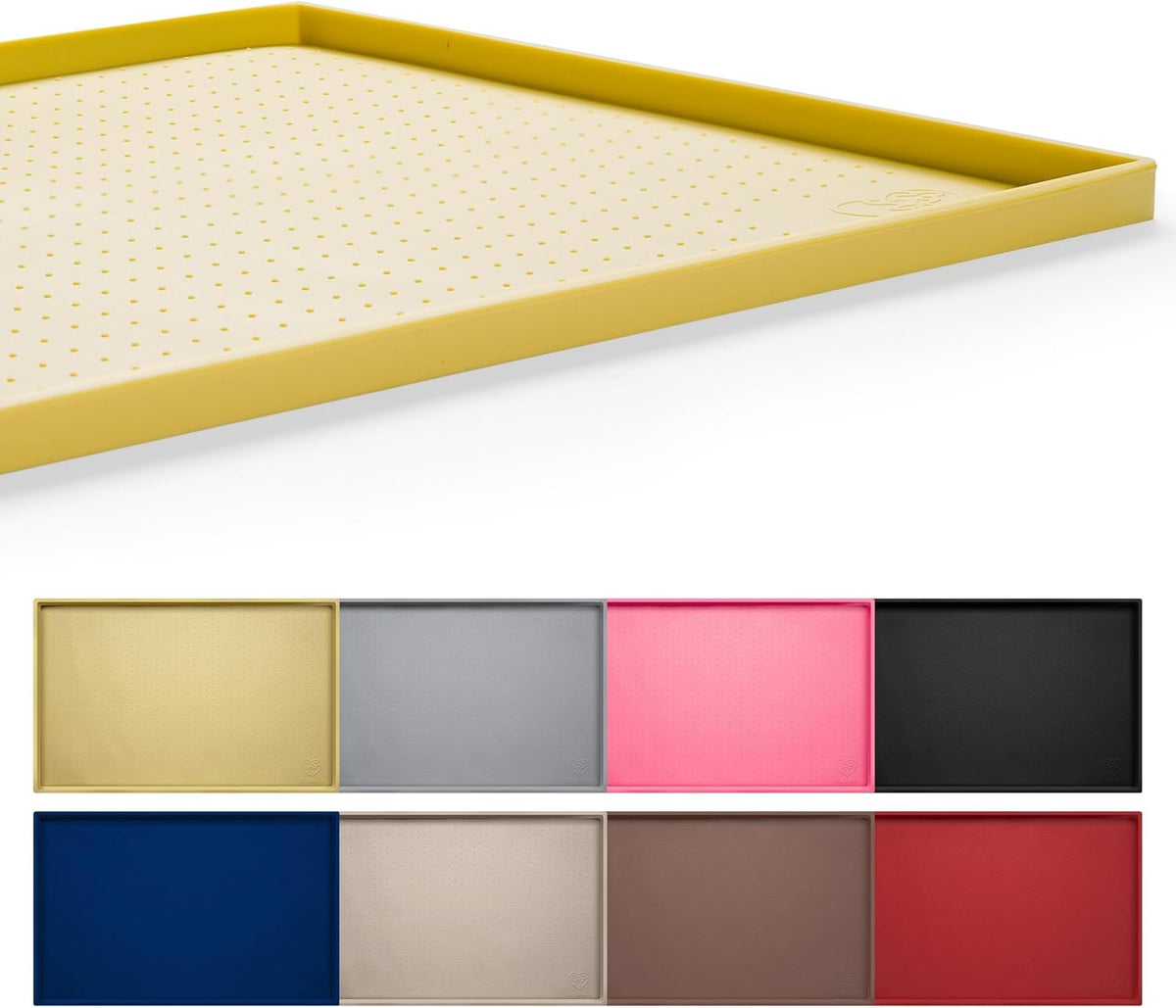 Dog Feeding Mat,100% Waterproof Food Grade Silicone Pet Food and Water Bowl Placemat,Dishwasher, High Raised Edge to Prevent Spills,Nonslip Tray to Stop Messes on Floor (24"X16"X0.5", Yellow)