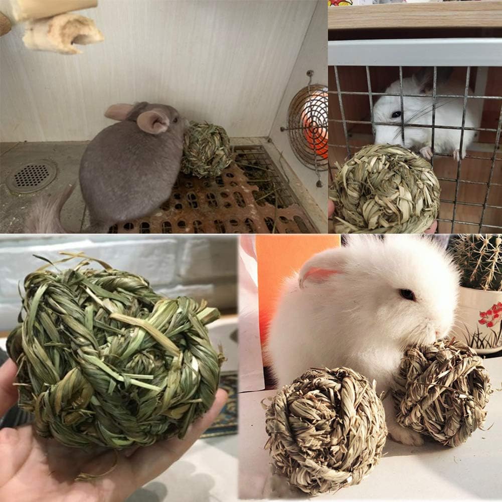 Bunny Grass Toy 4 Pcs Natural Timothy Grass Rabbit Chew Balls