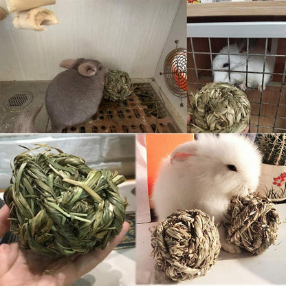 Bunny Grass Toy 4 Pcs Natural Timothy Grass Rabbit Chew Balls