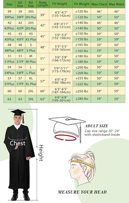 Matte Graduation Gown Cap Tassel Set 2026 for High School and Bachelor