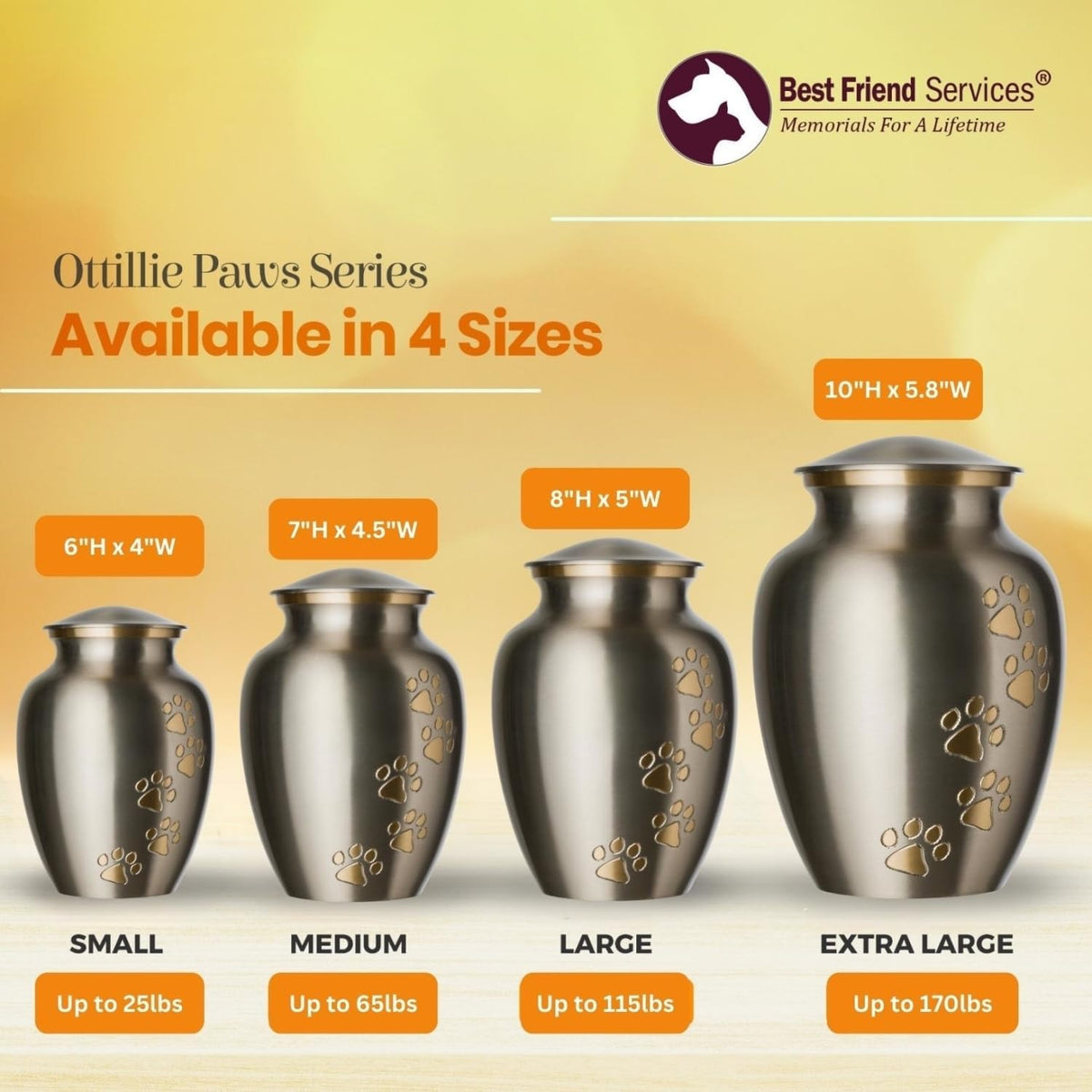 Ottillie Legacy Pewter/Brass/Vert Pet Urn, up to 25Lbs
