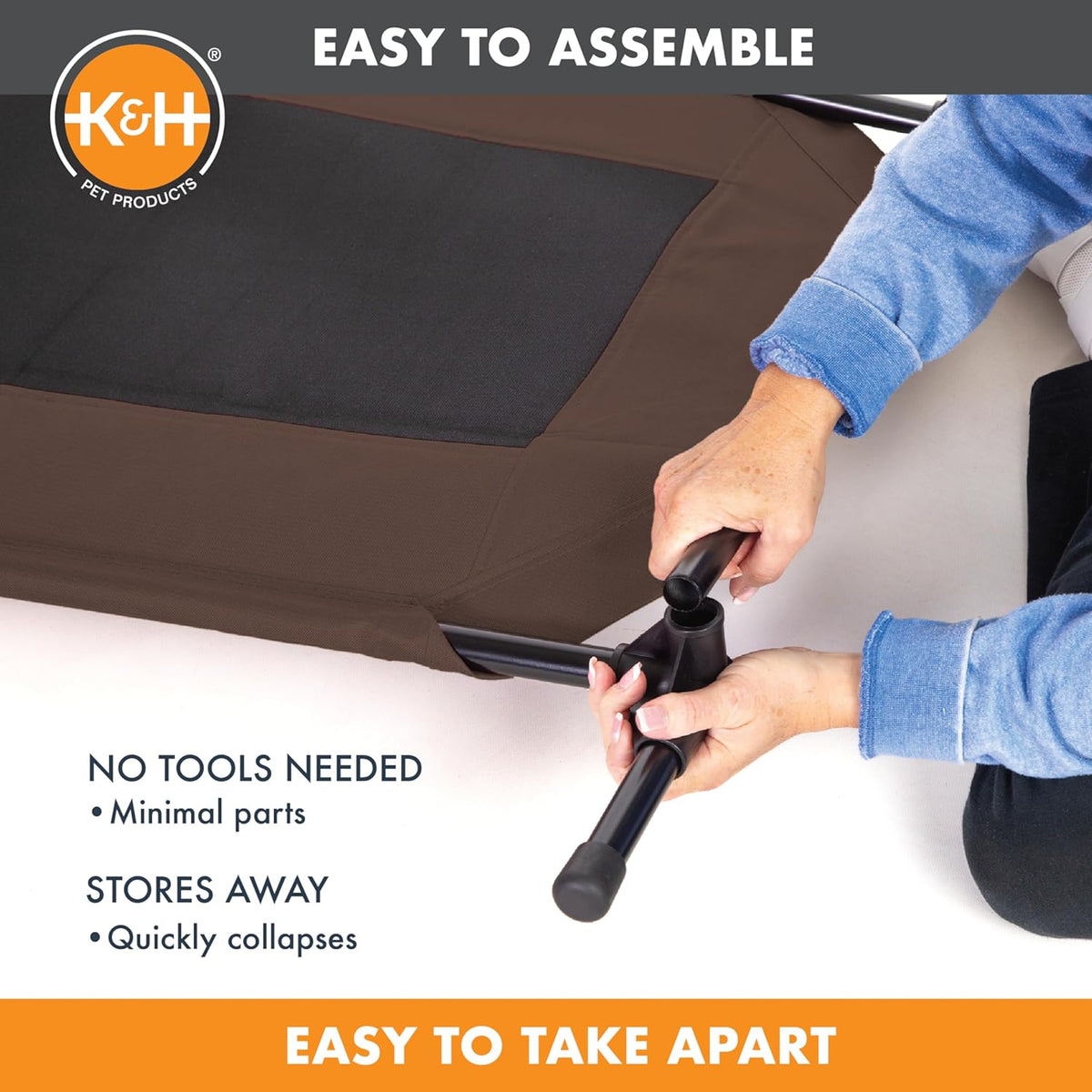 K&H Outdoor Elevated Dog Bed for Large & X-Large Pets, Chocolate, 50X32In