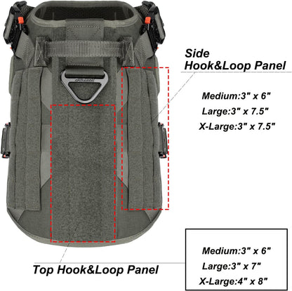 Tactical Dog Harness for Large Dogs,Full Metal Buckles Dog Vest