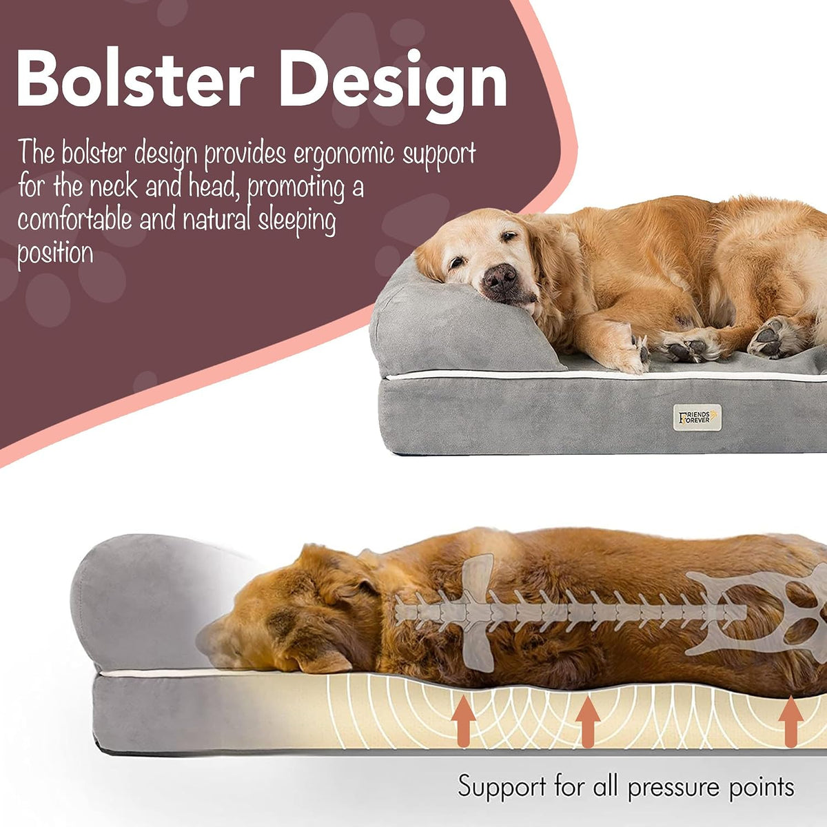 Orthopedic Dog Bed, Memory Foam Pet Sofa, Calming Dog Couch, Water Resistant Pet Bed, Washable Cover, Non-Slip Bottom, Chester, Cocoa Brown, 25" X 20" X 5.5"