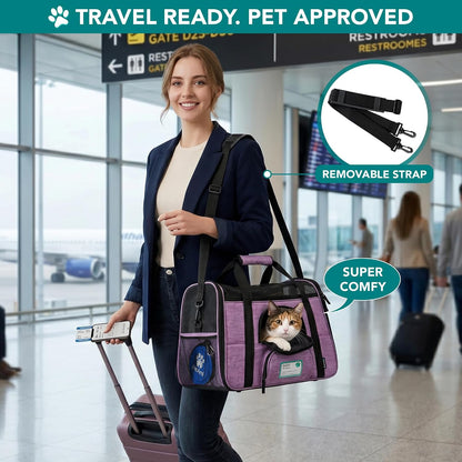 Airline Approved Pet Carrier Cats & Small Dogs, Large Heather Purple