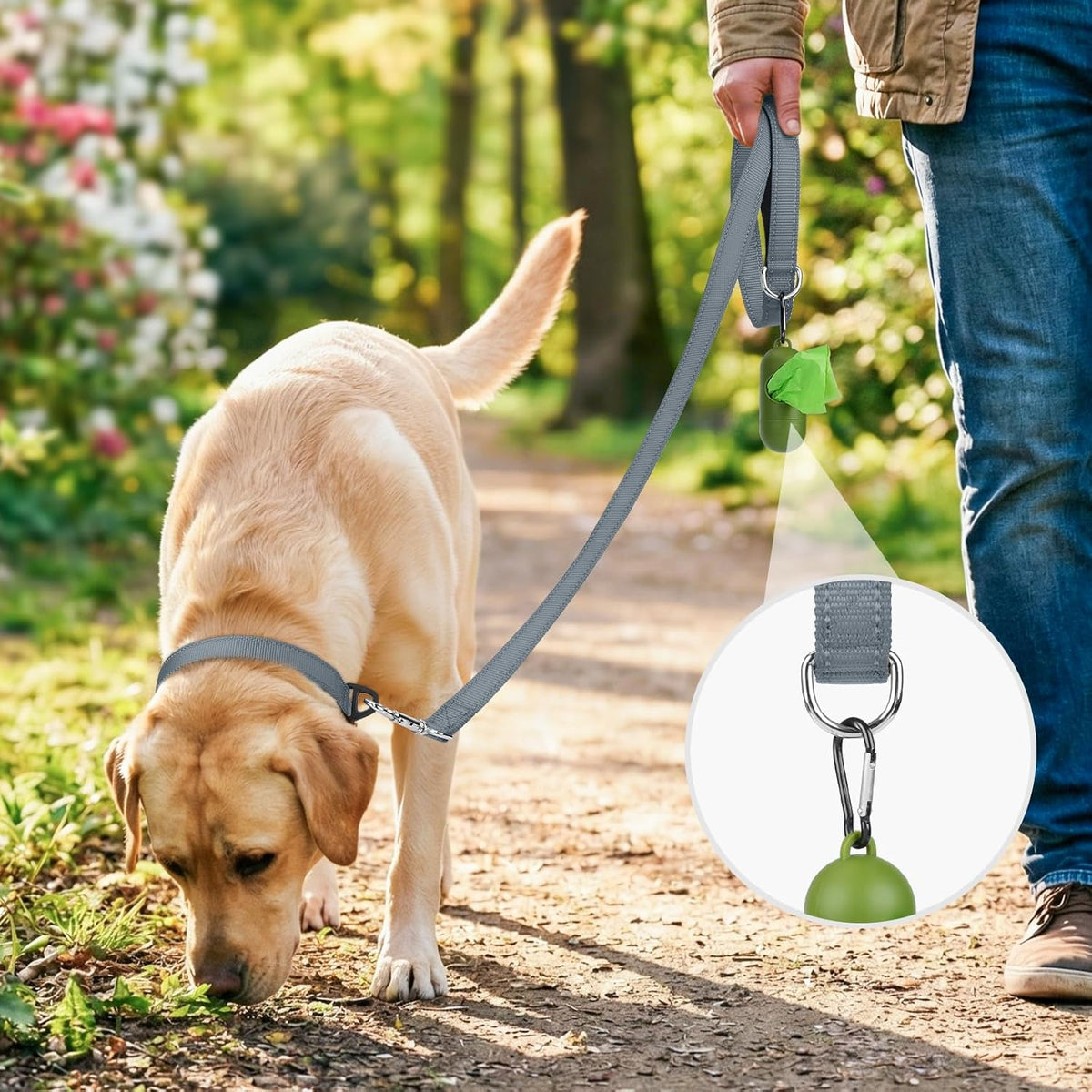 Reflective Dog Leash for Small Dogs, 5 FT X 3/4", Gray