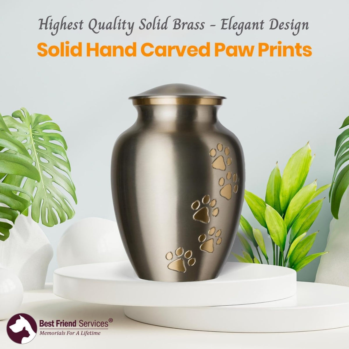 Ottillie Legacy Pewter/Brass/Vert Pet Urn, up to 25Lbs