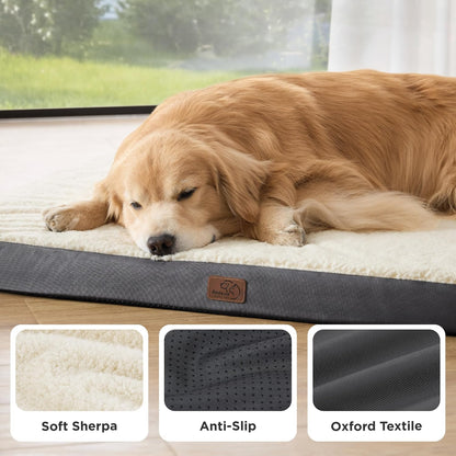 XL Dog Bed, Extra Large Pet Bed with Comfy Sherpa,44X32In Grey