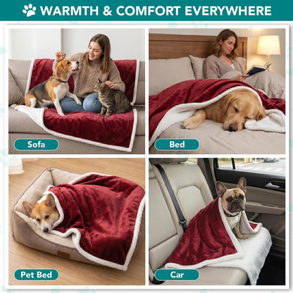 Dog Blanket Small Medium Pet Cat Puppy Kitten, 40X29 Mini, Dark Red