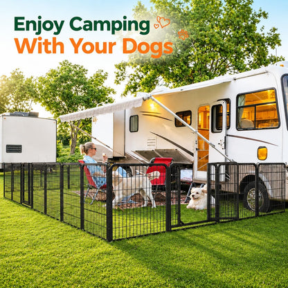 Dog Playpen 32In 16 Panels Pet Fence for Indoor Yard RV Camping