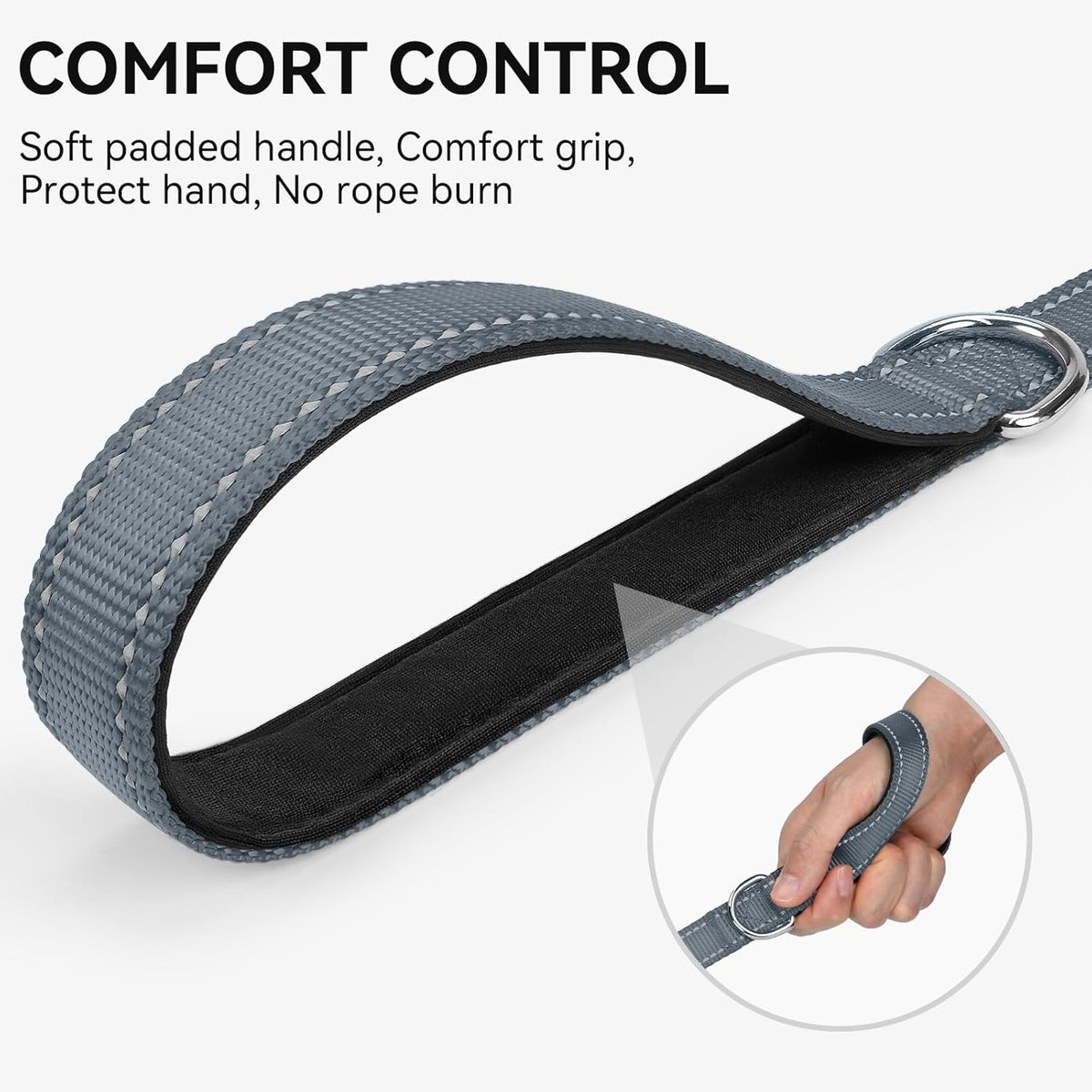 Reflective Dog Leash for Small Dogs, 5 FT X 3/4", Gray