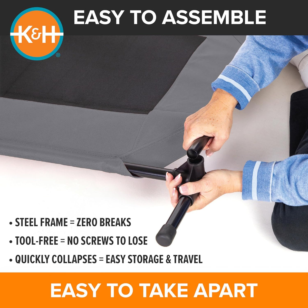 K&H Outdoor Elevated Dog Bed for Large & Extra-Large Pets, Gray, XL 50X32In