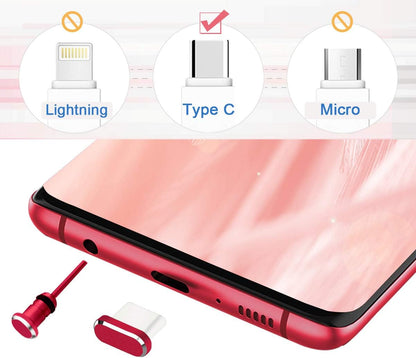 USB C Dust Plugs Charging Port Cover Caps, 2 PCS (Red)