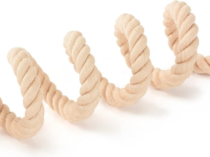 Dog Leash Braided Cotton Rope with Leather-Reinforced Ends